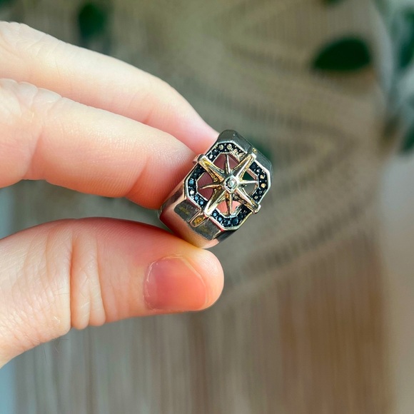Men’s Sterling Silver Compass Ring Size 10 | 925 Gothic Biker Traveler Jewelry - Picture 1 of 4